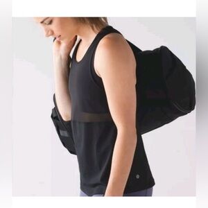 Lululemon Tank Top Size 4 Fast As Light Black Mesh Sports Bra Top Cross Back